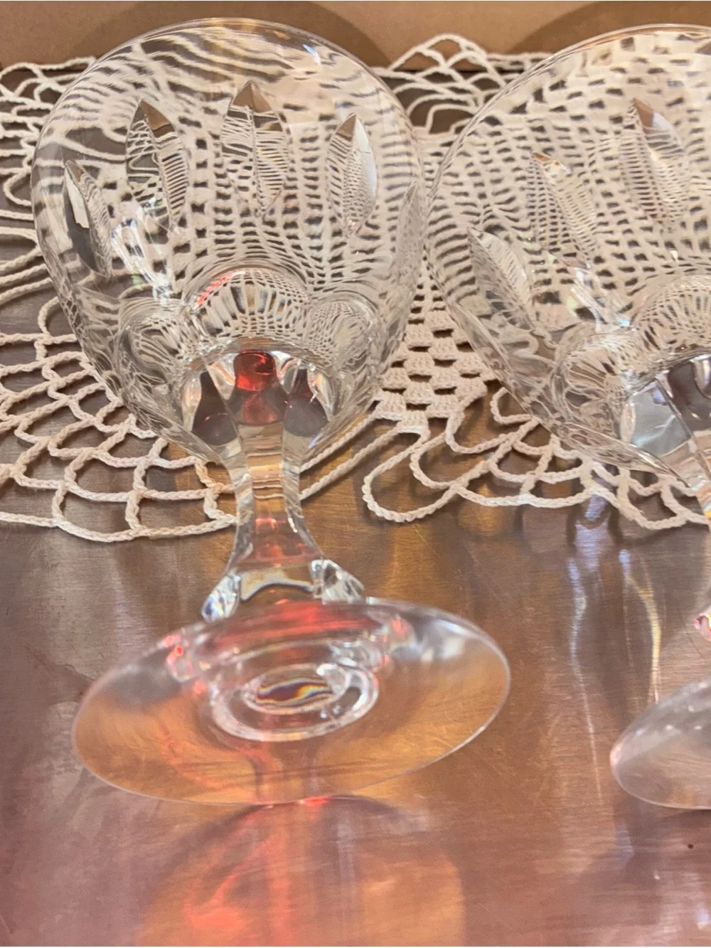 2 tiffin, Franciscan Crystal wine – water goblet Mount Vernon pattern